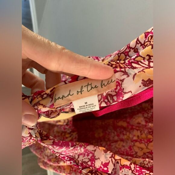 NWT Band Of The Free India Floral Mini Sun Dress Pink Yellow Size M Daisies Boho - Picture 7 of 8